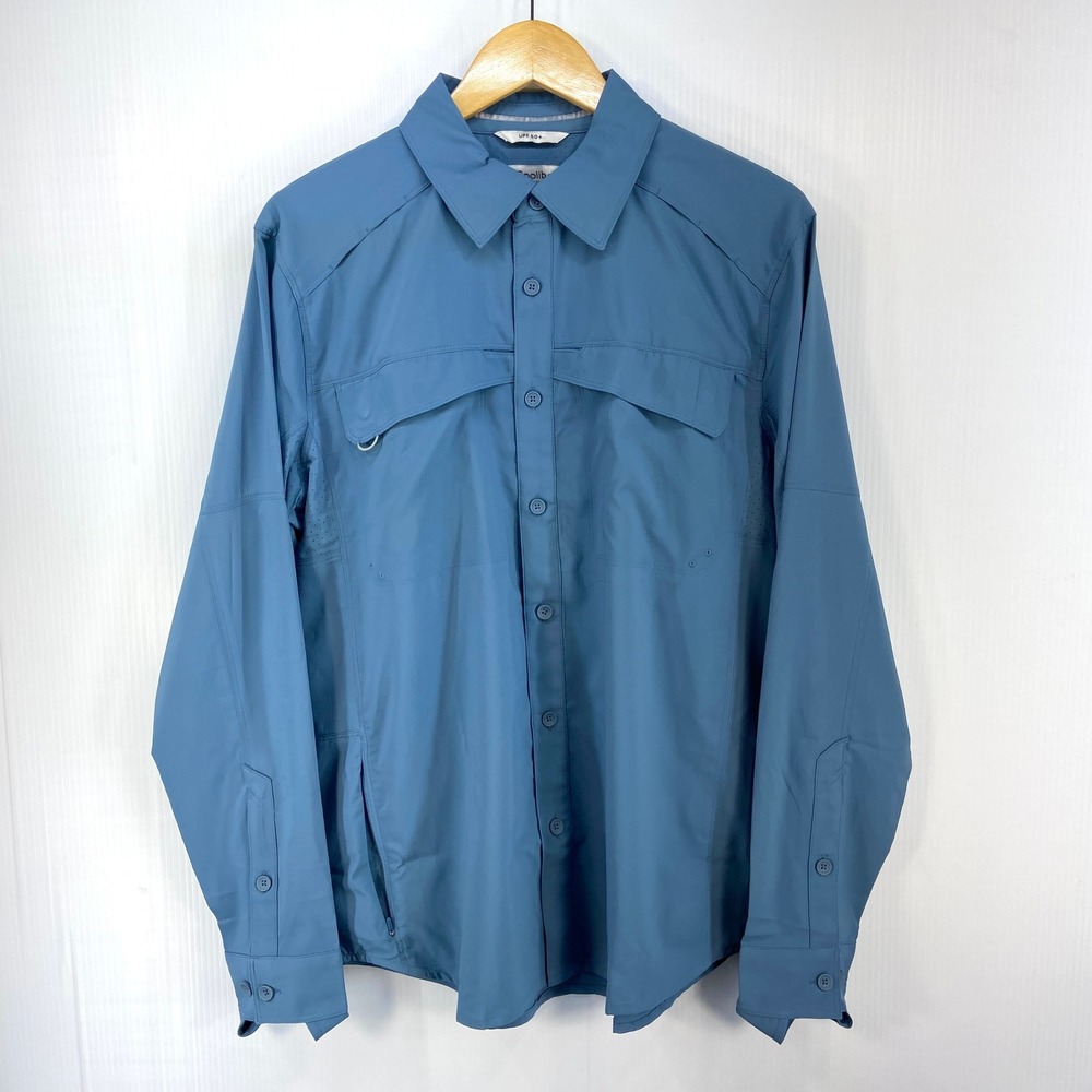 Coolibar Nassau Long Sleeve Fishing Shirt Blue UPF 50+ Sun Protection Men Medium